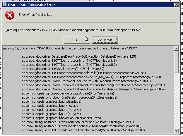 oracle java stack error