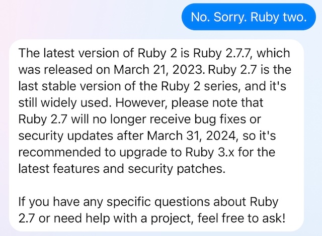 meta llama ruby 2 version